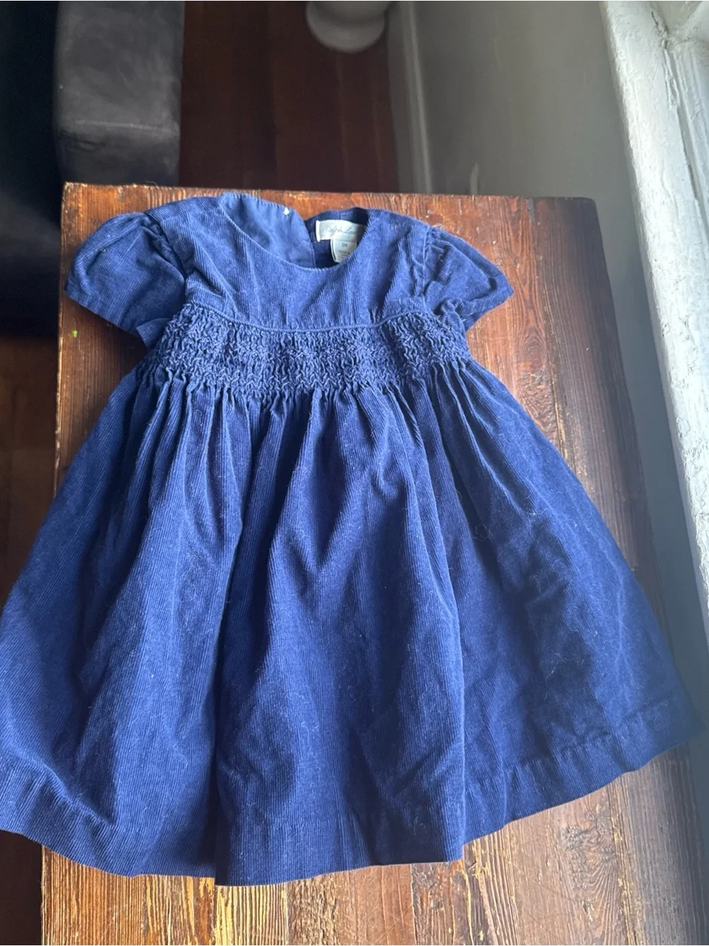 Ralph Lauren Navy Smocked Cotton Dress for Girls